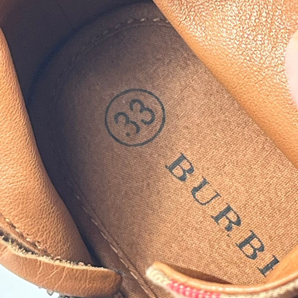 Burberry Kids Sz 2 (33) Nova Check High Top Sneakers Brown Tan Canvas Leather - Picture 10 of 11